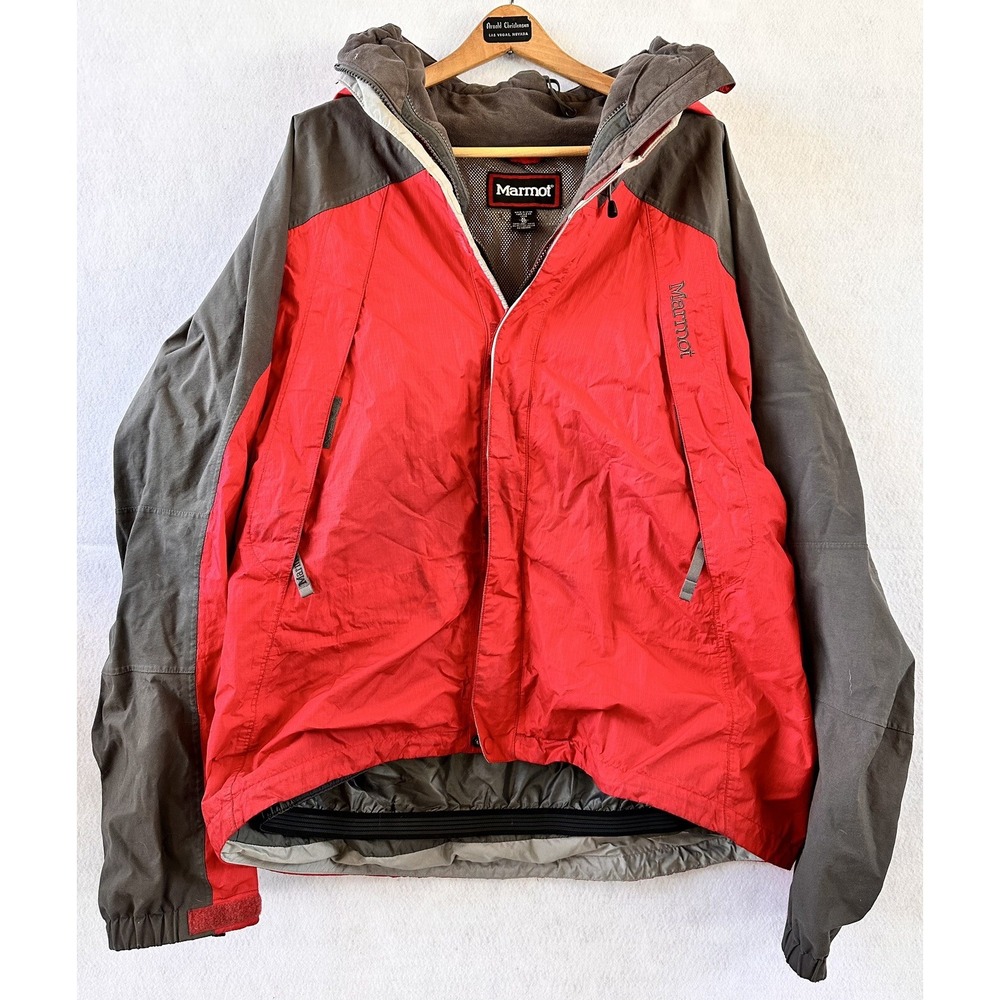 Marmot Jacket Ski Snowboarding Jacket Red Colorful Hooded Men’s XL